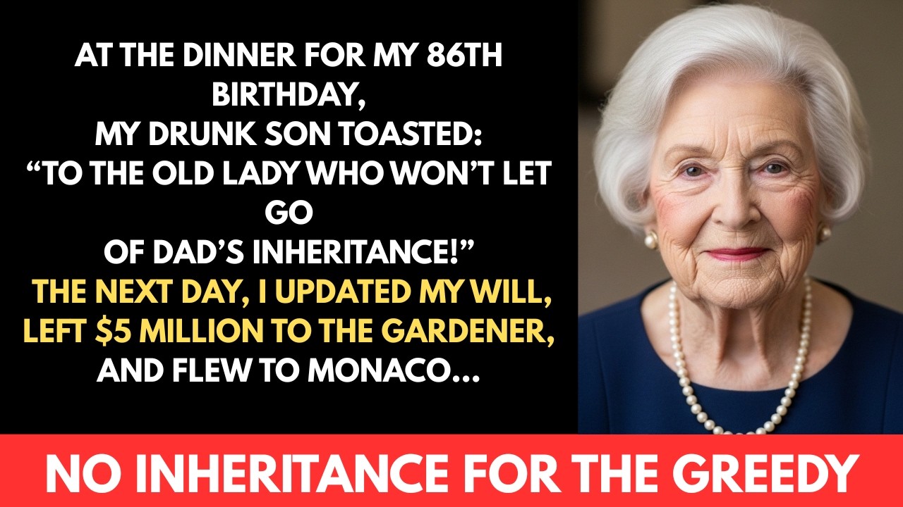 At the dinner for my 86th birthday, my drunk son toasted: To the old lady who won’t let go of dad’s