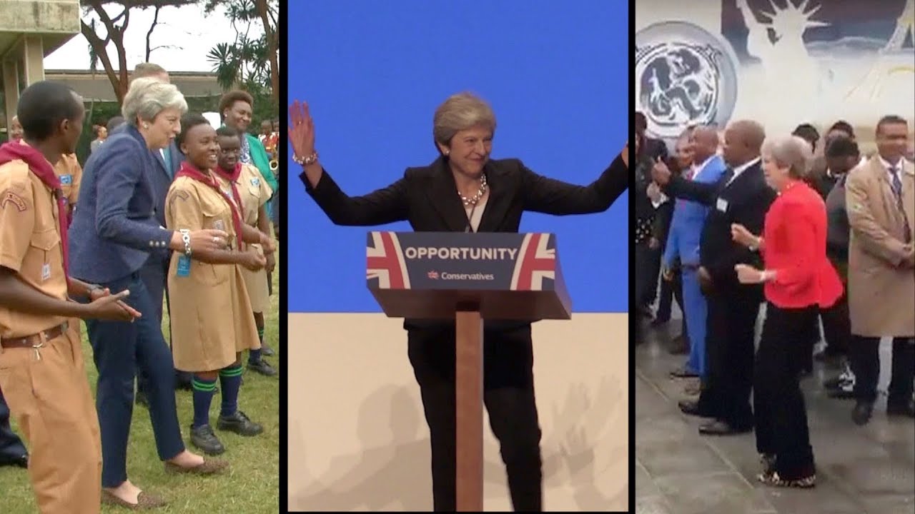 Theresa May dances before Tory conference speech