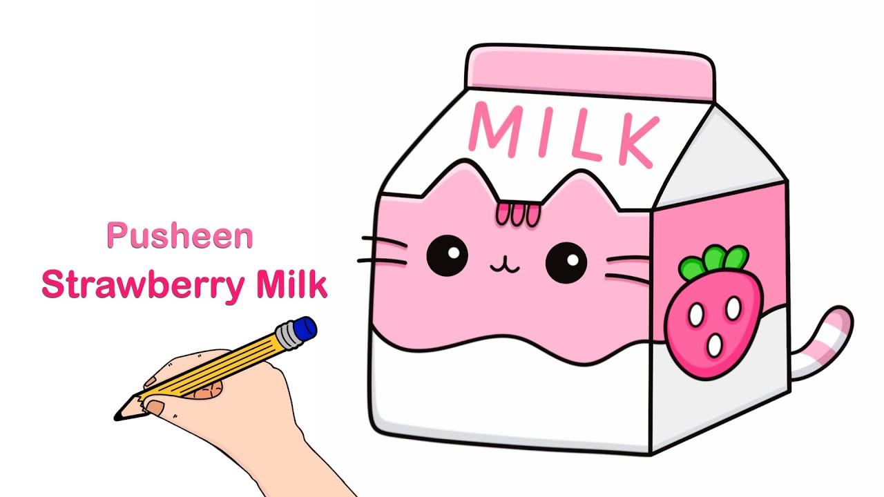 How to draw a cute Pusheen Cat’s Milk Carton Easy | Easy Pusheen Cat’s Milk Draw & Colour