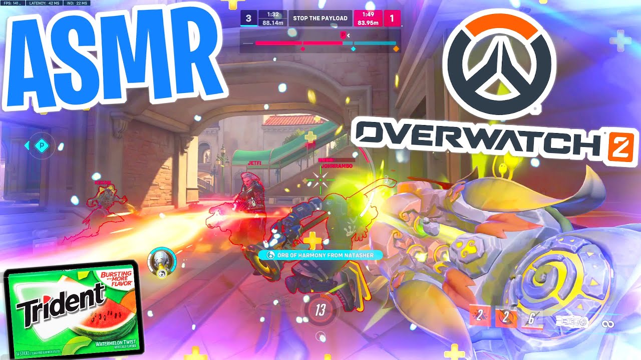 ASMR Gaming 😴 Overwatch 2 Ranked Competitive! Relaxing Gum Chewing 🎮🎧 Controller Sounds + Whispers 💤