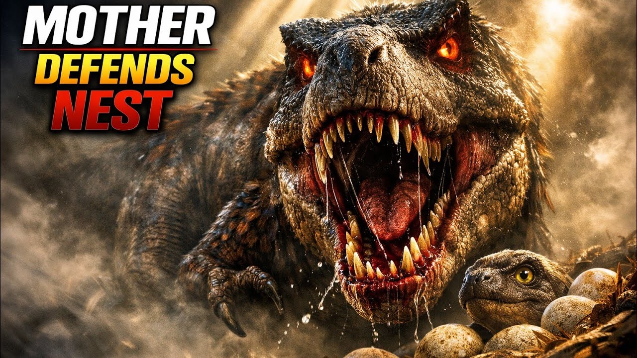 Tyrannosaurus Family Protection - Mother Defends Nest from Raid