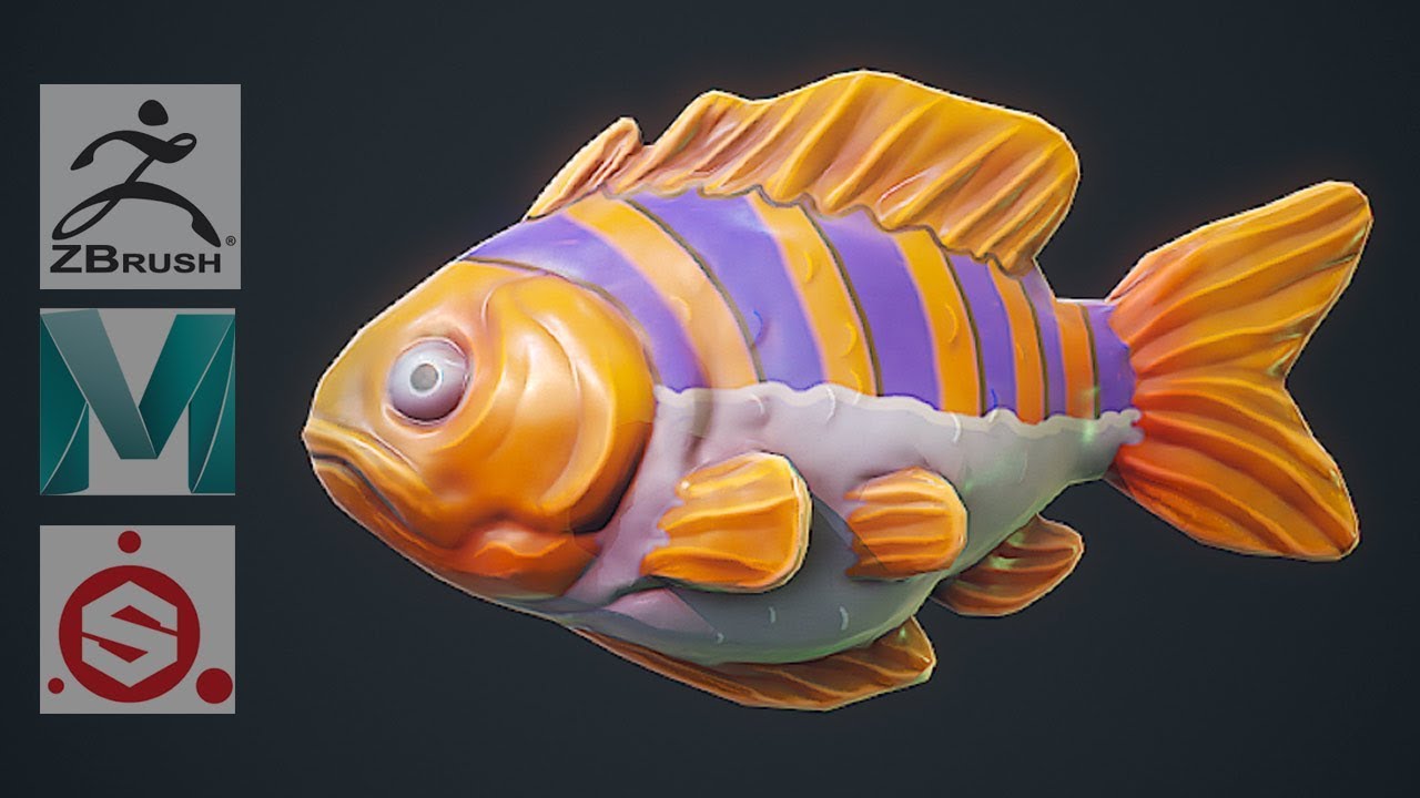 Autodesk Maya 2018 Стилизованная рыба Autodesk Maya 2018 Stilizovannaya ryba