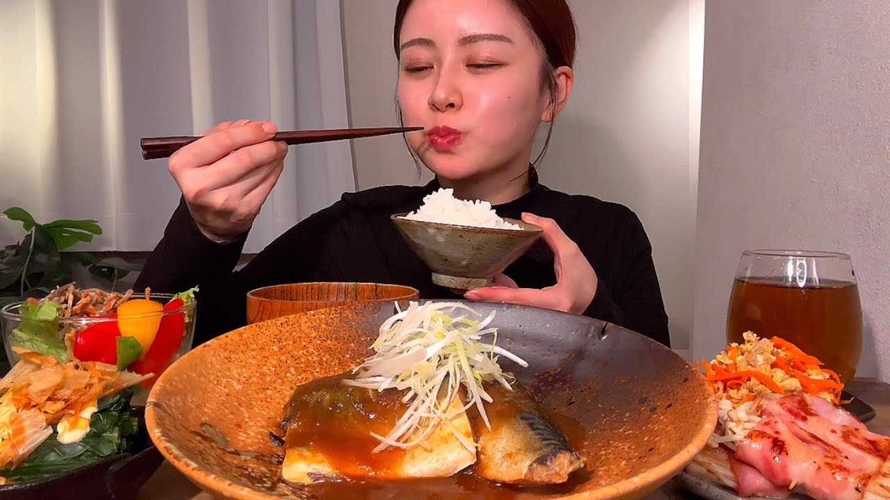 【ASMR】鯖の味噌煮定食 [咀嚼音/EatingSounds/Mukbang/먹방]