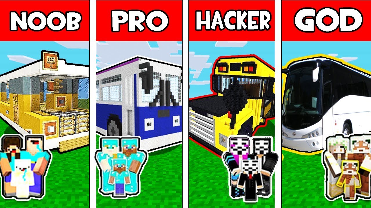 Minecraft - NOOB vs PRO vs HACKER vs GOD : FAMILY BUS in Minecraft Animation