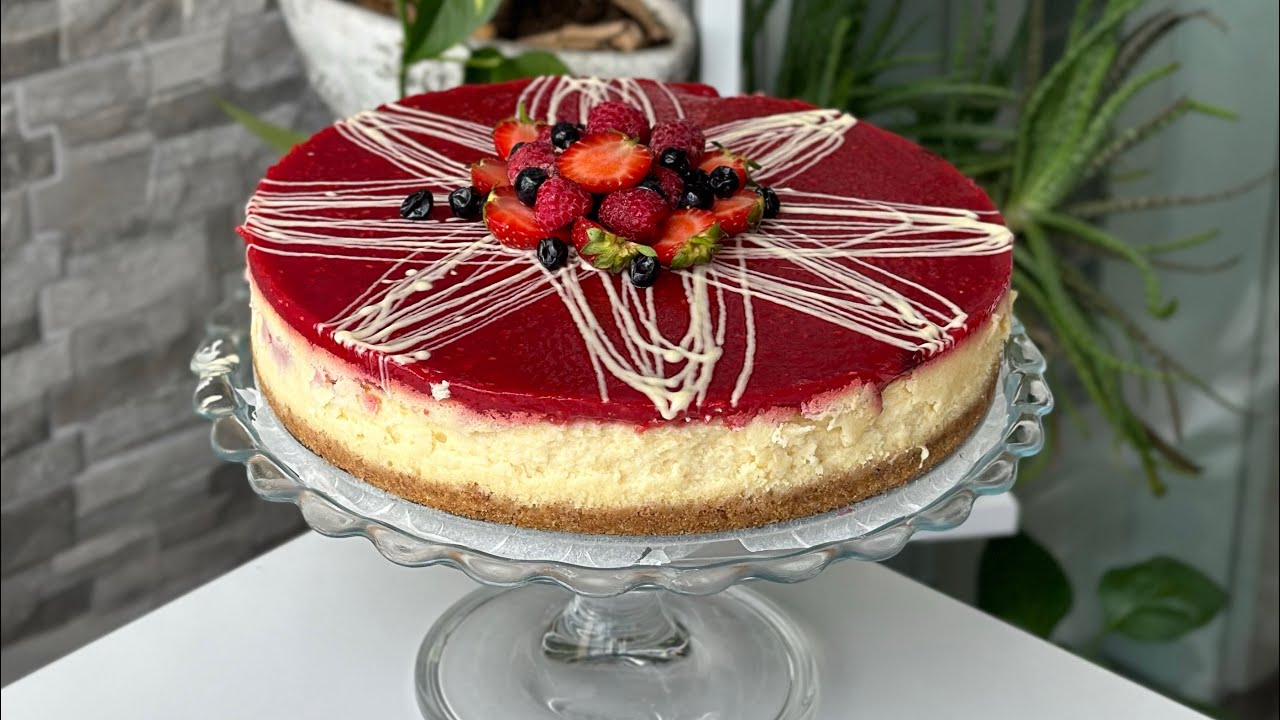 CHEESECAKE YAPAMIYORUM DİYEN KALMASIN😍TAM &Ouml;L&Ccedil;&Uuml; VE DETAYLARIYLA FRAMBUAZLI CHEESECAKE YAPIMI🤌🏻