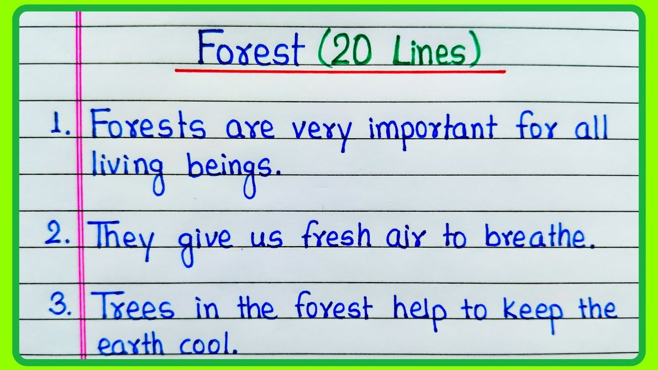 20 lines essay on forest in English | Forest essay in English 20 lines | Importance of forest