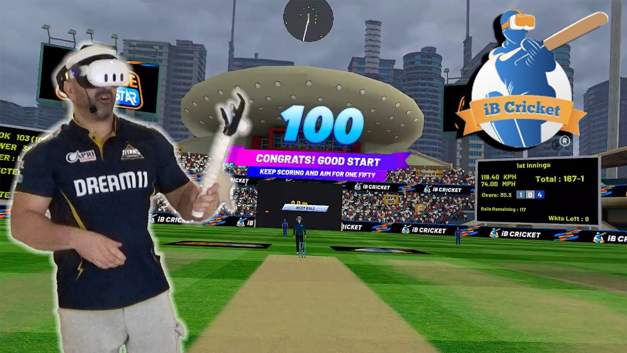 Scoring a CENTURY in an Expert League Match on iB Cricket using the Meta Quest 3 Cricket Bat