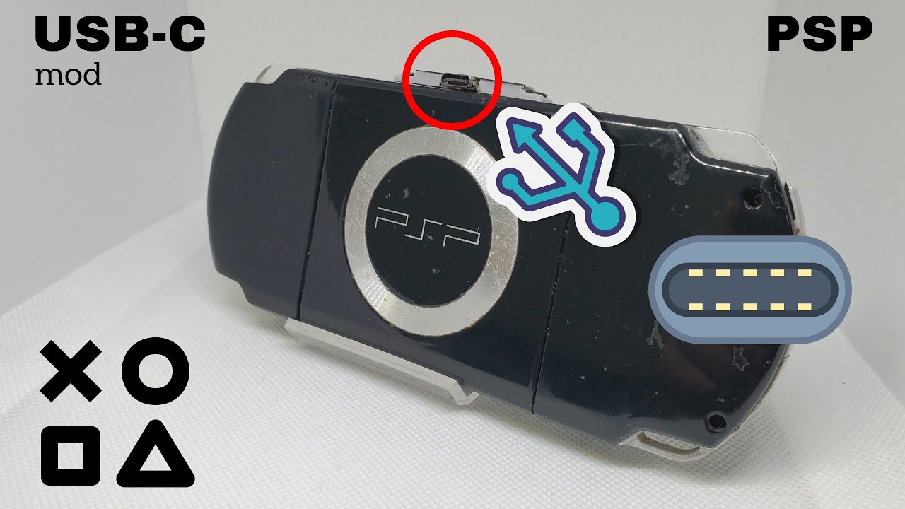USB тип C на портативной игровой приставке Playstation PSP 2004 — без пайки!