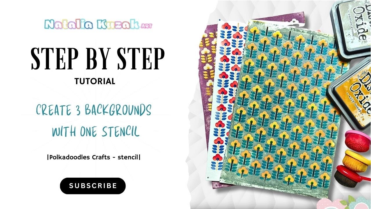 3 Backgrounds with 1 Stencil  by Polkadoodles • Easy Layered Techniques for Cardmaking