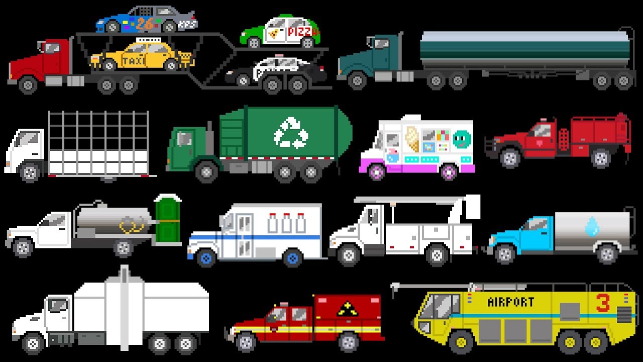 Trucks 3 - Street, Emergency & Commercial Vehicles - The Kids' Picture Show (Fun Learning Video)