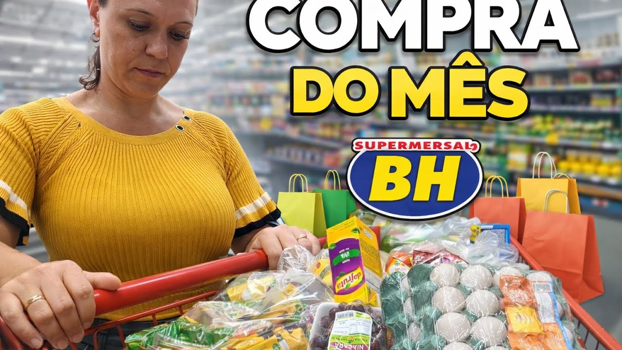Compras do mês no Supermercado BH | Fui com a Tati, mãe de três 👩‍👧‍👦