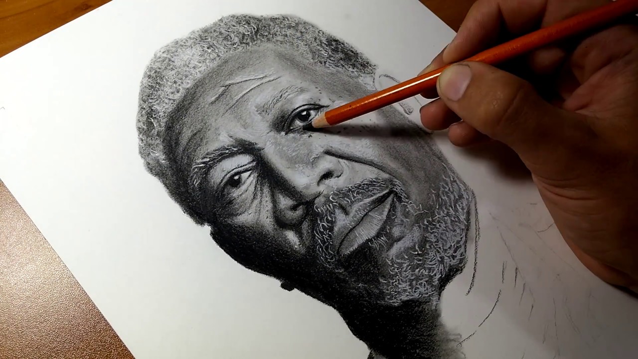 Photorealism Morgan Freeman Drawing