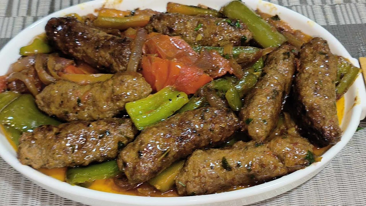 شيش كباب باللحم والخضار سوطي مع اقتراح لاروع خبز مقرمش منفوخ  مرافق ممكن تجربوه