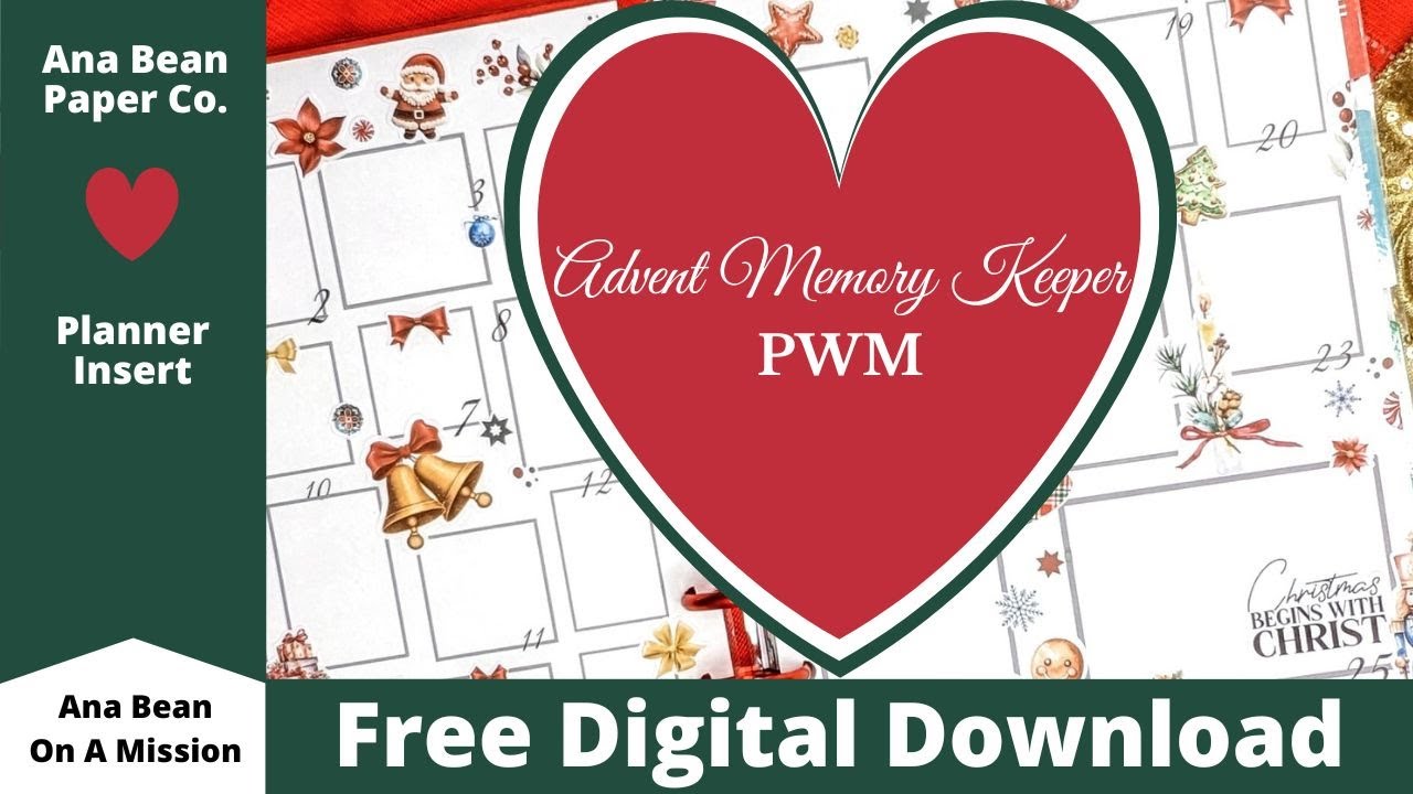 Christmas Advent Memory Keeper - Free Digital Download - Planner Insert - Happy Planner