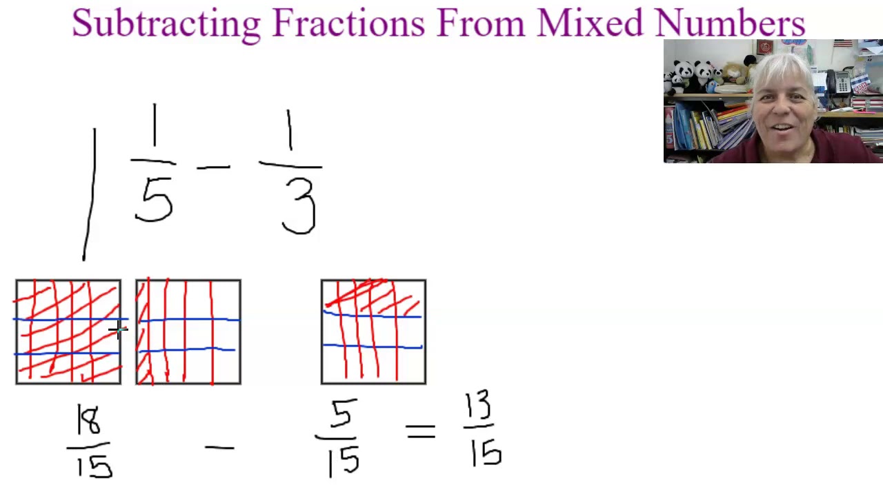 Subtracting fractions from mixed numbers