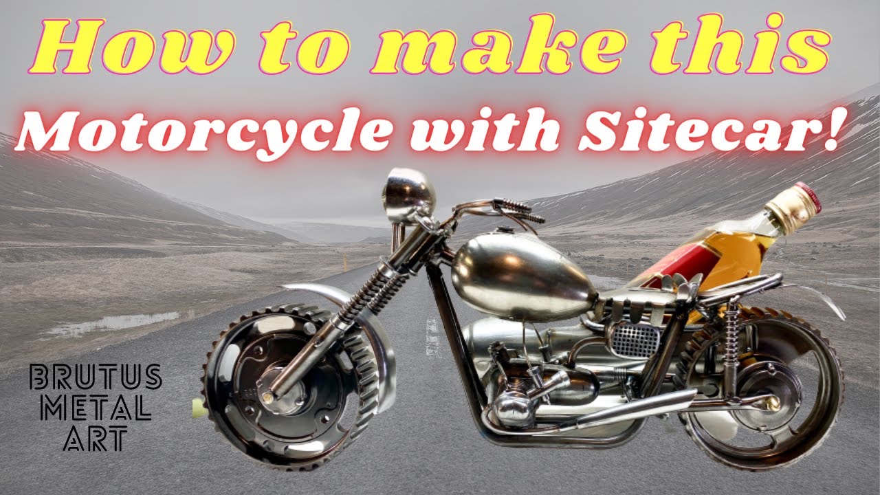 Metal Art Motorcycle with Sitecar, whiskey bottle transporter!