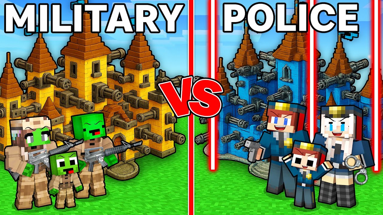 Mikey MILITARY vs JJ POLICE Family Castle Battle in Minecraft Maizen !