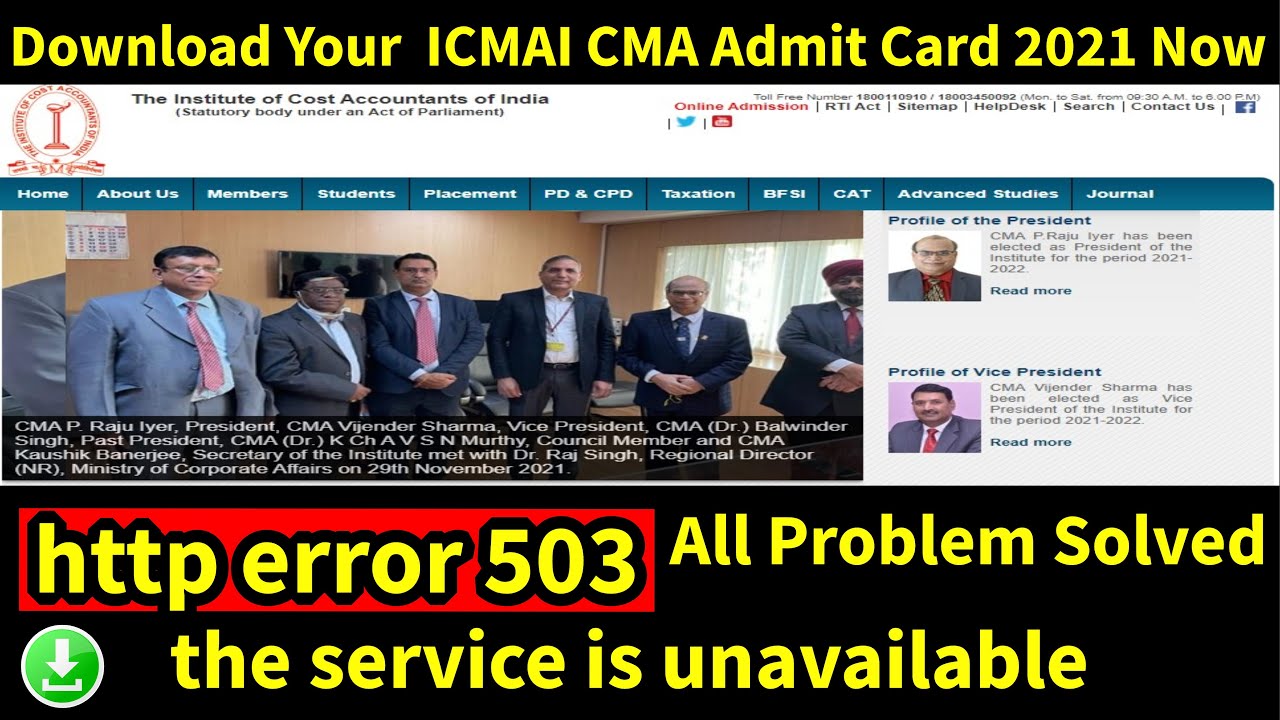 ICMAI CMA Admit Card 2021 [Problem solved]  