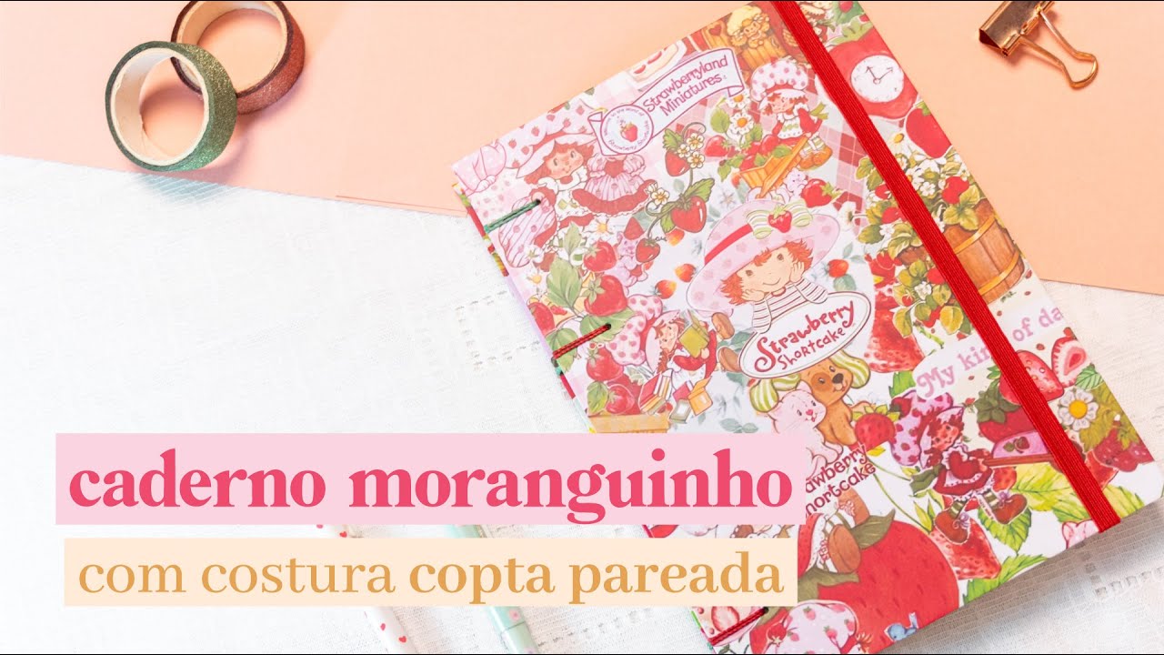 Caderno MORANGUINHO com costura Copta Pareada