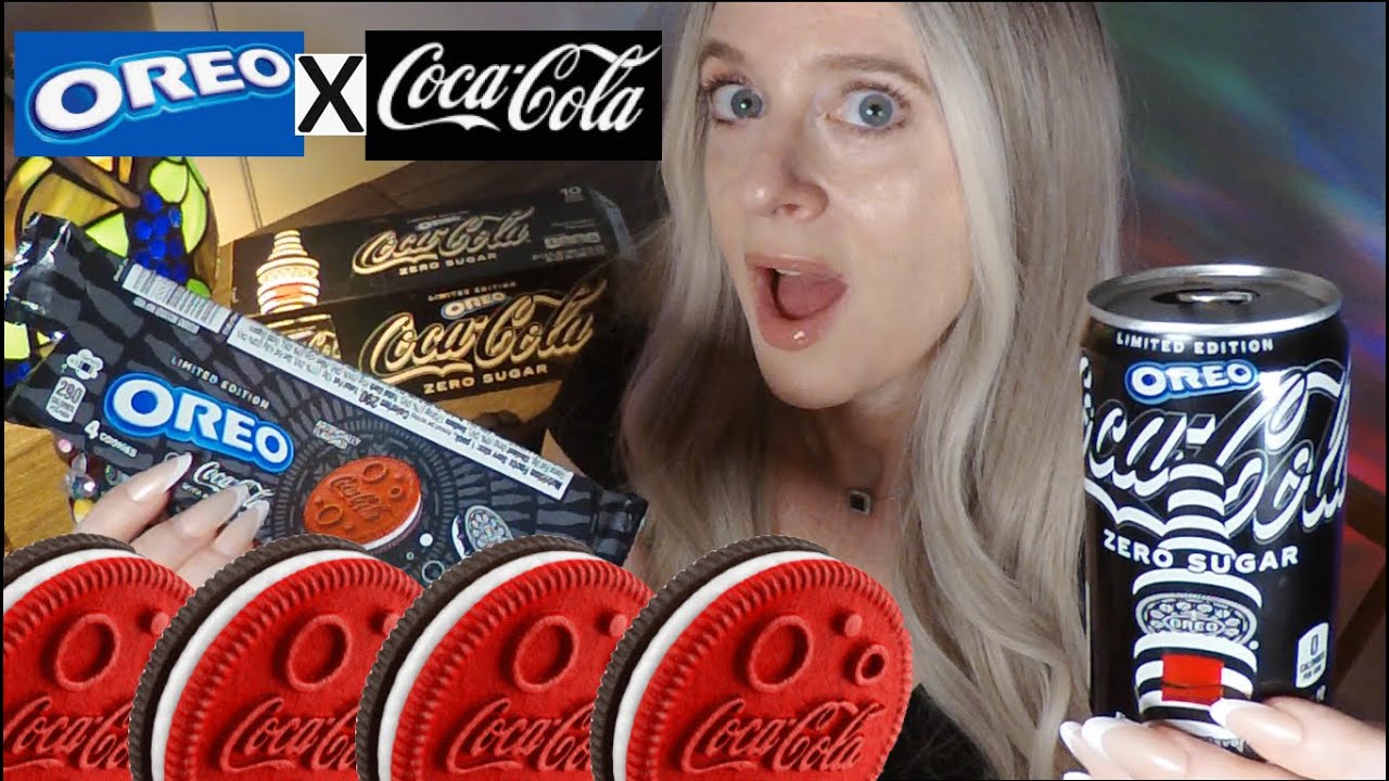 ASMR Tasting Oreo Flavored Coca Cola Soda & Cookies | Whispered Food Review