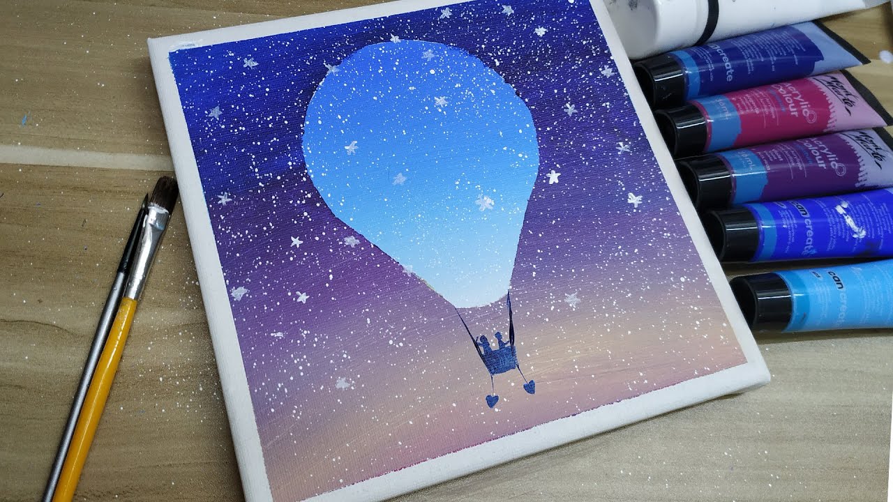 Relaxing acrylic painting #15 / Easy art / step by step / Hot-air balloon