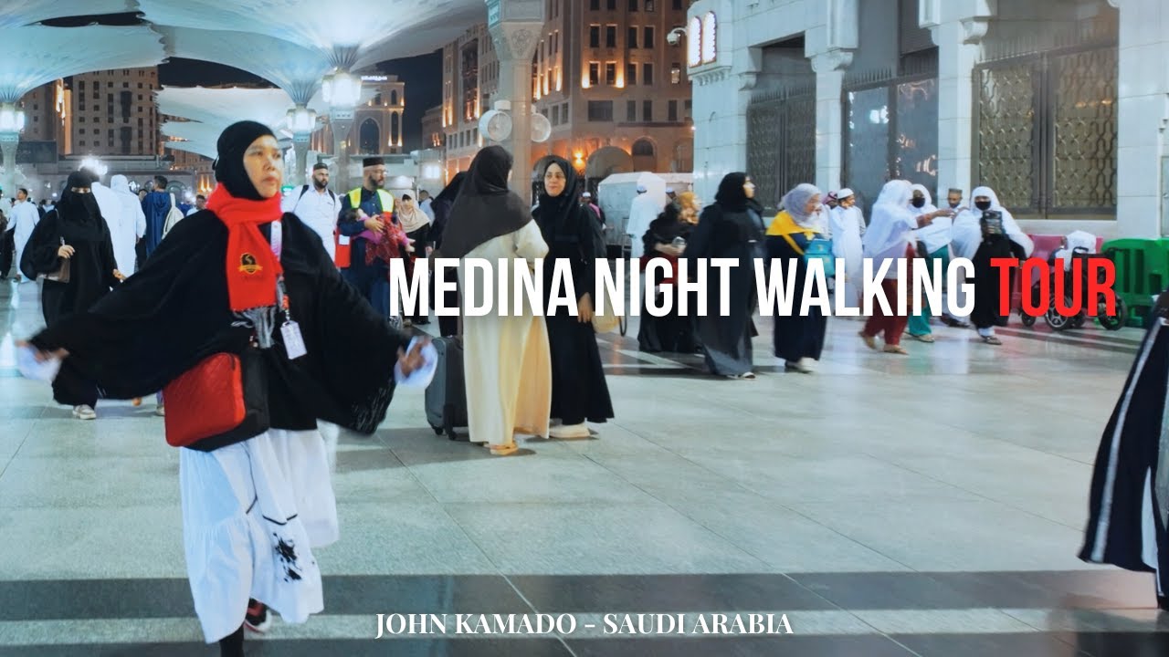 Night Walk 🕌 Medina (Madina) walking tour, Saudi Arabia.