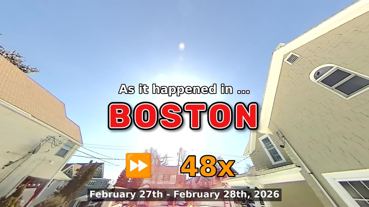 ⏩ Daily Time Lapse of the Boston Weather 180° 4k Sky Cam February 27th - 28th 2026 (48x) [Beta]