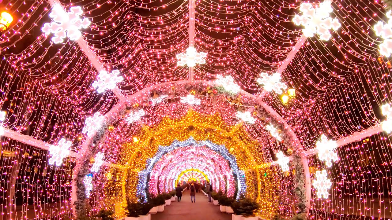 ⁴ᴷ⁵⁰ Walking Moscow: Moscow Center - from Tverskaya Street to Tverskoy & Nikitsky Bld - Christmas