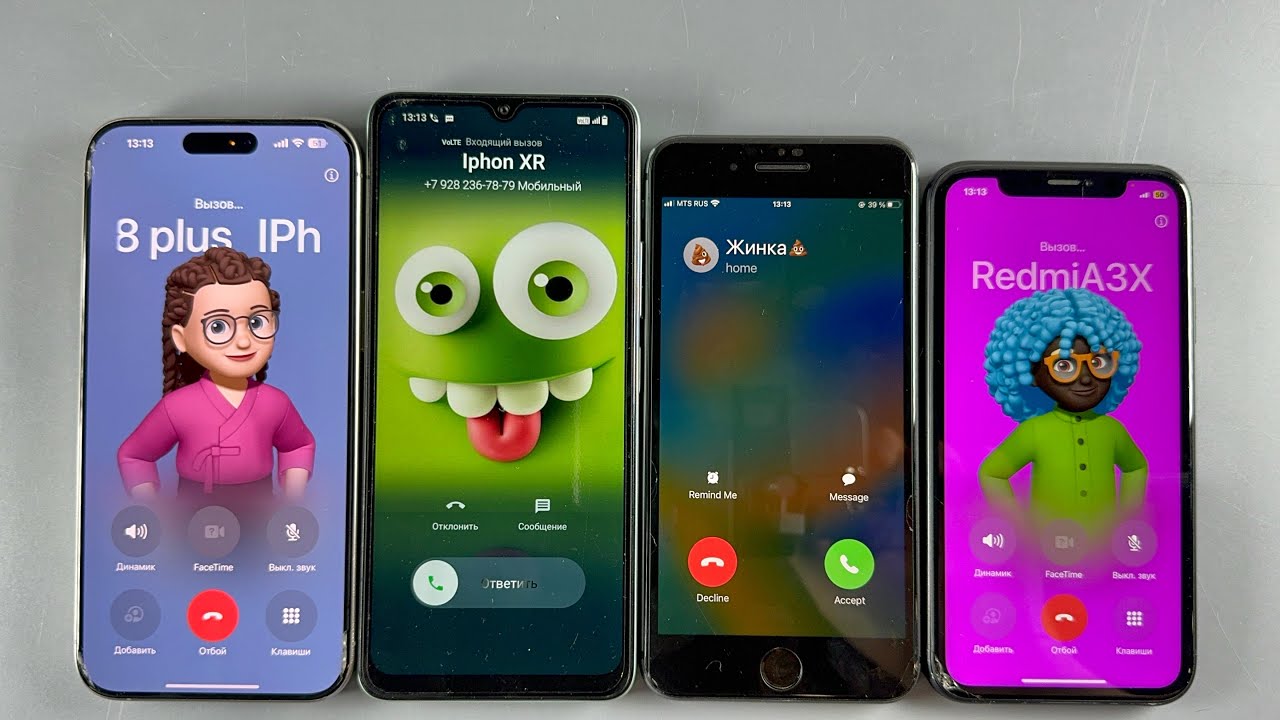 Incoming Call IPhone 14 + Redmi A3X + IPhone 8 Plus + IPhone XR