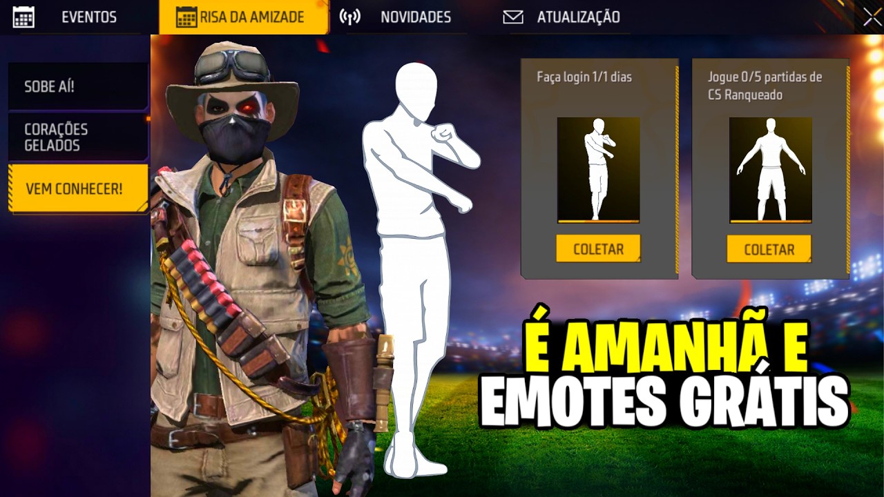 É AMANHÃ!! PEGUE AVENTUREIRO🔥 OURO ROYALE, CODIGÃO E EMOTES GRÁTIS NO FREE FIRE