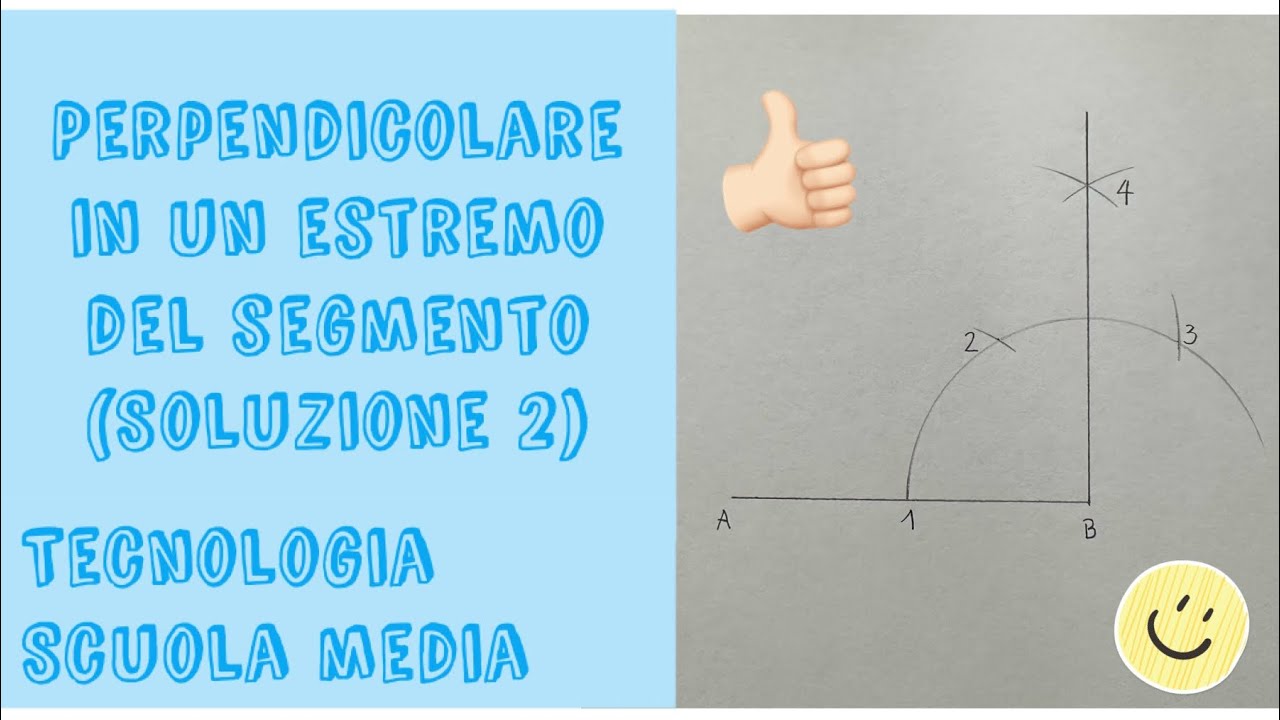 Perpendicolare in un estremo del segmento (soluzione 2) #scuolamedia #tecnologia #disegno