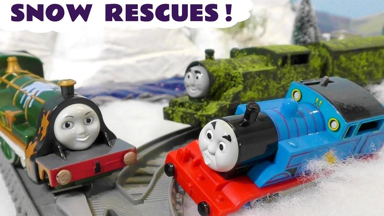 Snow Rescue Toy Train Stories with Thomas Trains and Funlings