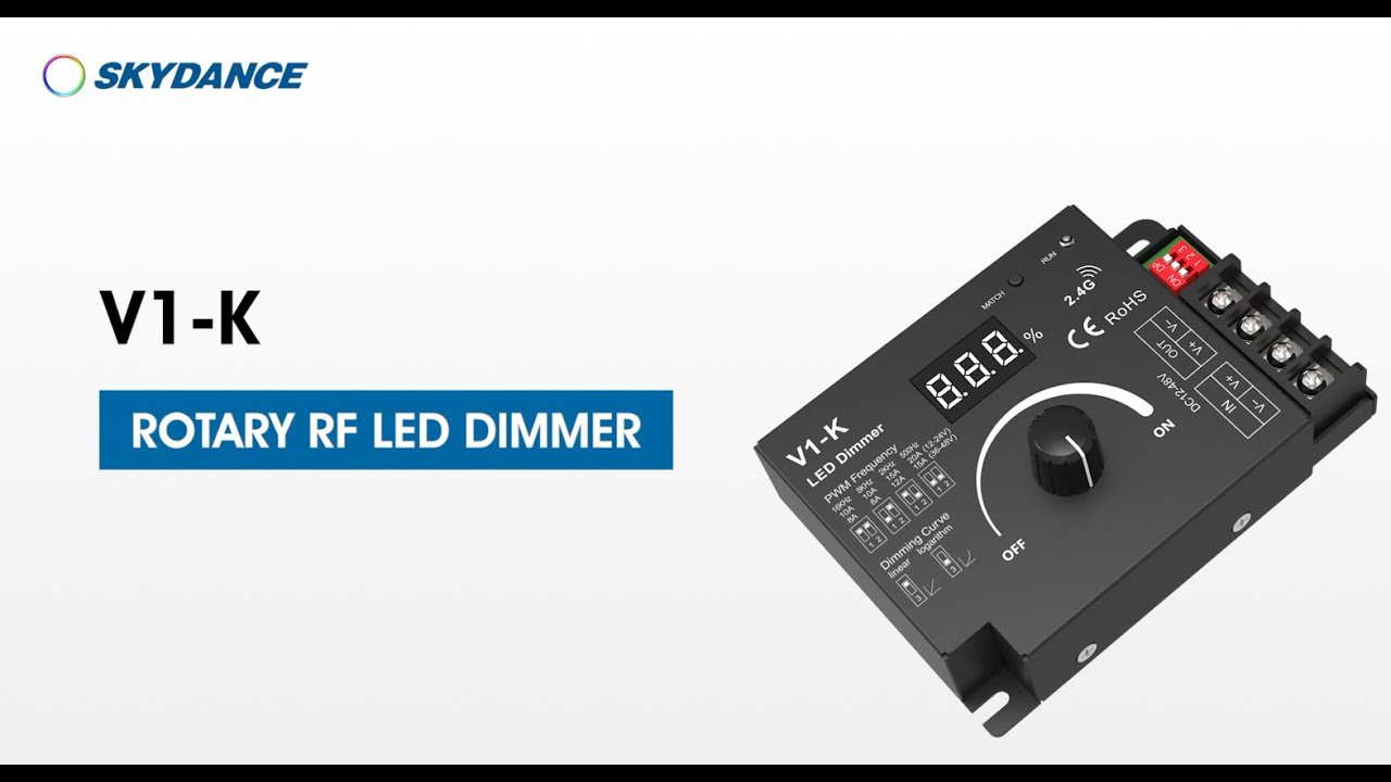 How to operate 12-48VDC 20A Rotary LED Dimmer V1-K