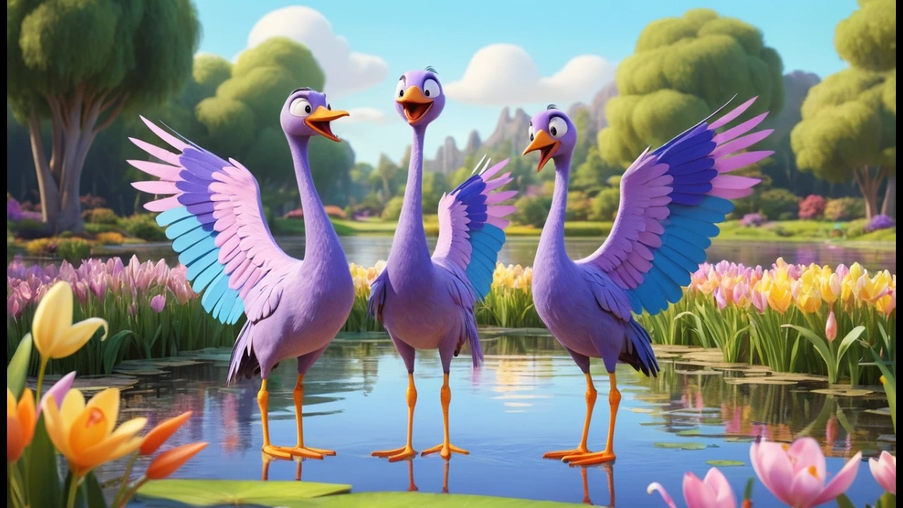 Five Little Cranes Stretch Stretch Stretch | Kids Yoga & Exercise Nursery Rhymes