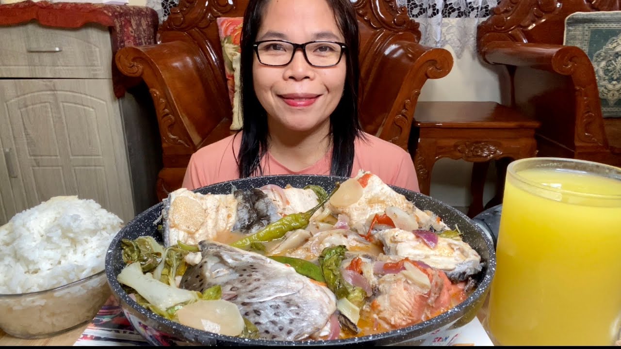 SINIGANG NA BELLY NG BANGUS AT ULO NG SALMON | FILIPINO FOOD | MUKBANG PHILIPPINES 
