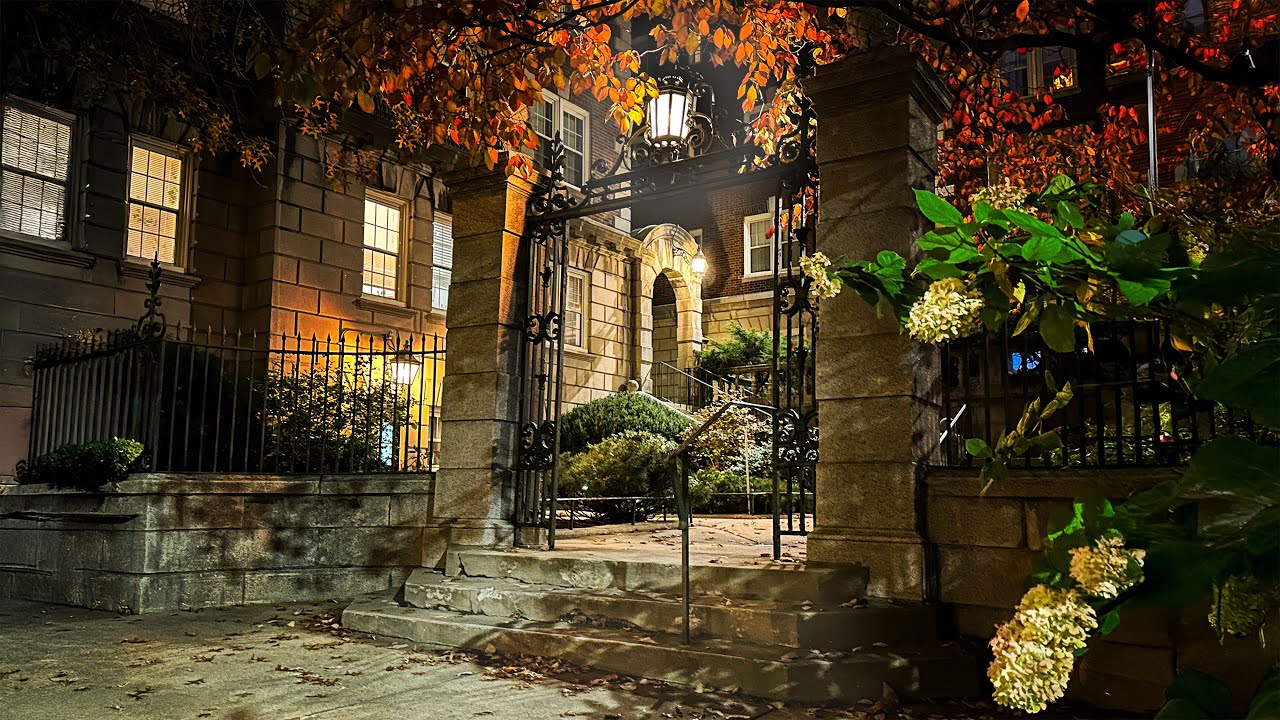 Cambridge, Massachusetts – Quiet Midnight Walk • Autumn Night Ambience (4K Binaural)