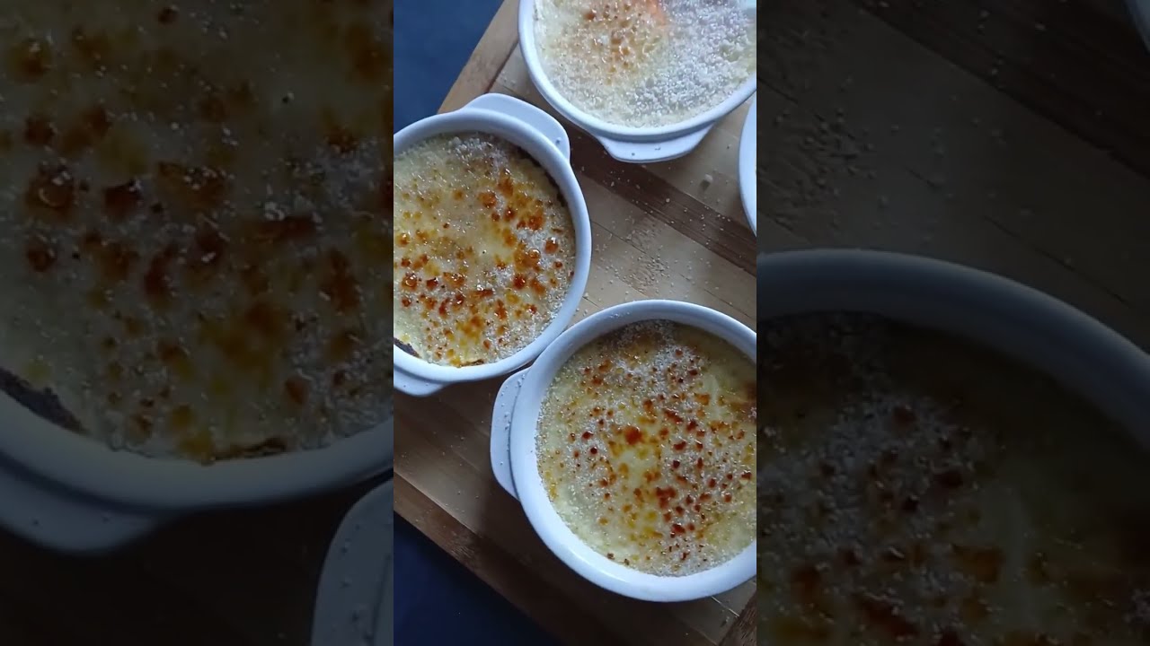 Crème brûlée : 50 cl de crème 50 cl de lait 4 œuf 50 g sucre (vanille) 