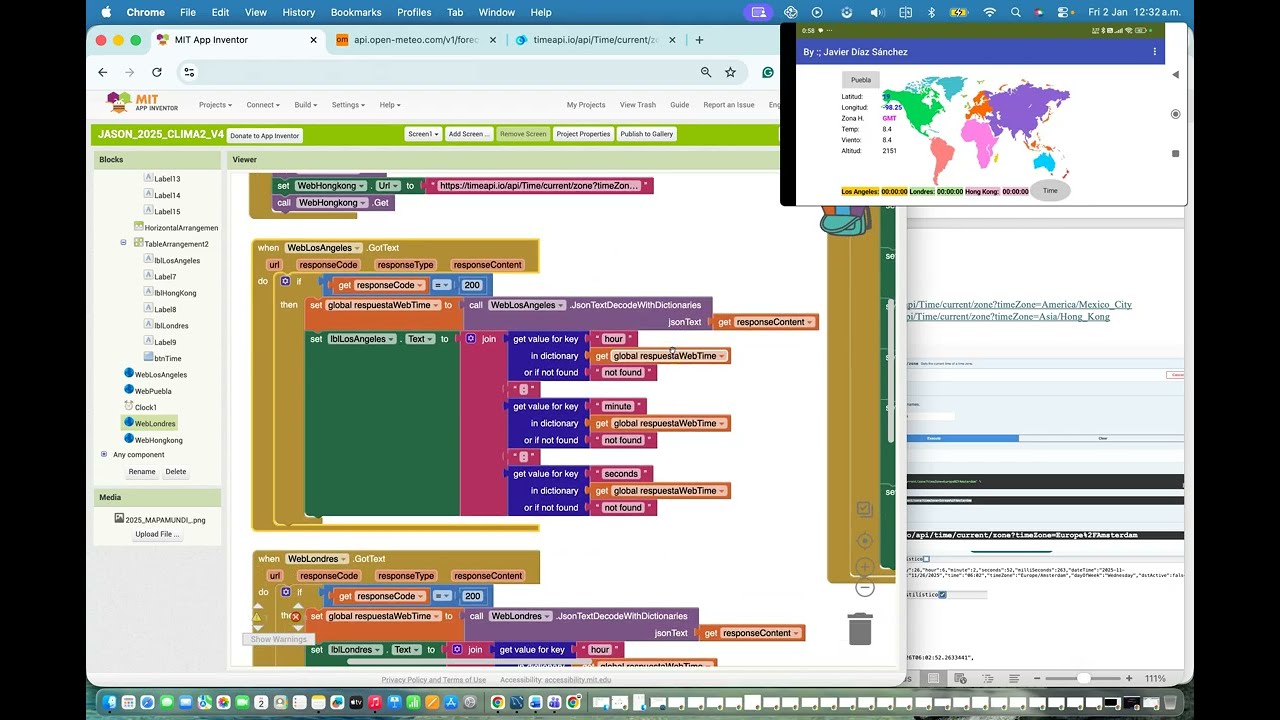 MIT APP INVENTOR- Comunicación y manejo de datos vía API-JSON (Clima - Tiempo)