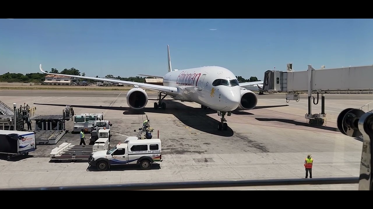 Ethiopian Airlines A350-900XWB (ET-AUC) arriving at Harare International Airport on 22 Feb 2024