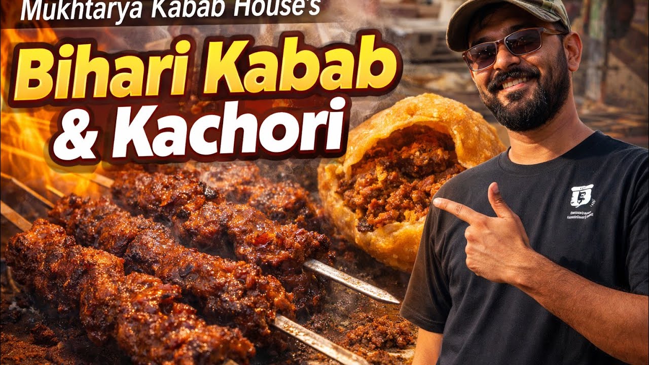 Mukhtarya Kabab House's Bihari Kabab & Kachori #KarachiFoodie #StreetFood #FoodVlog #PakistanFood