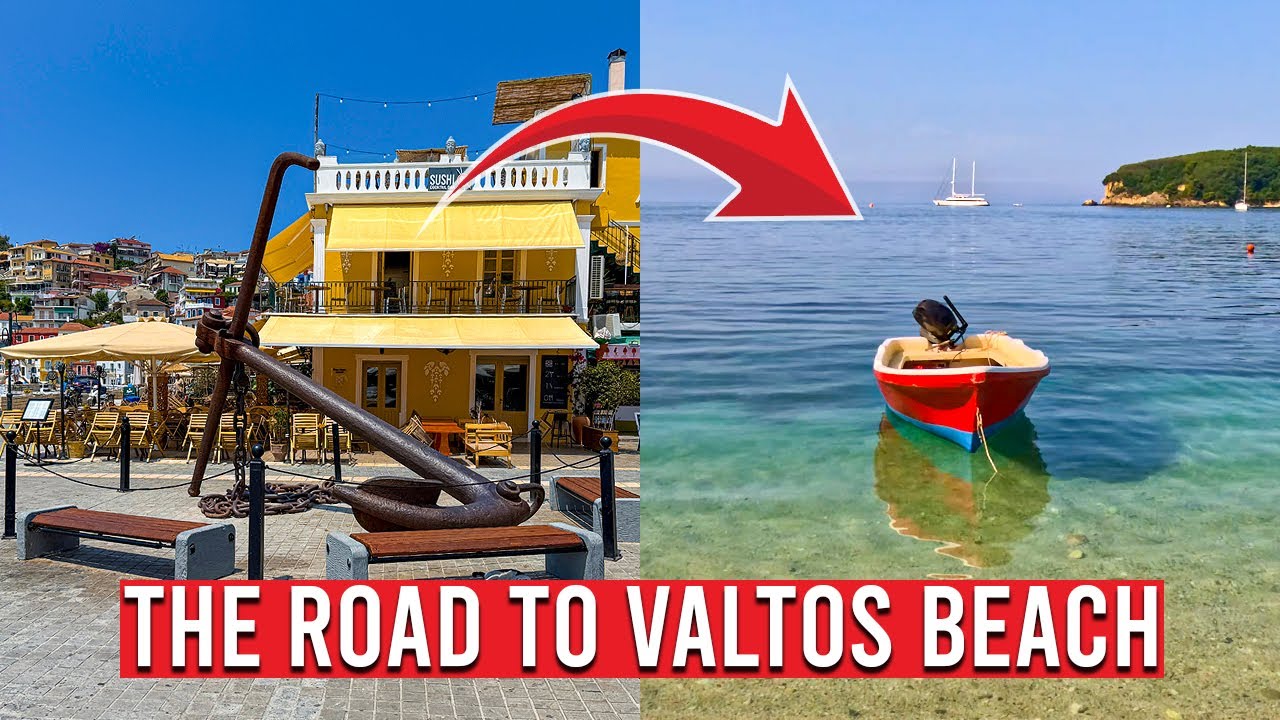 The road from the central square in Parga to Valtos Beach