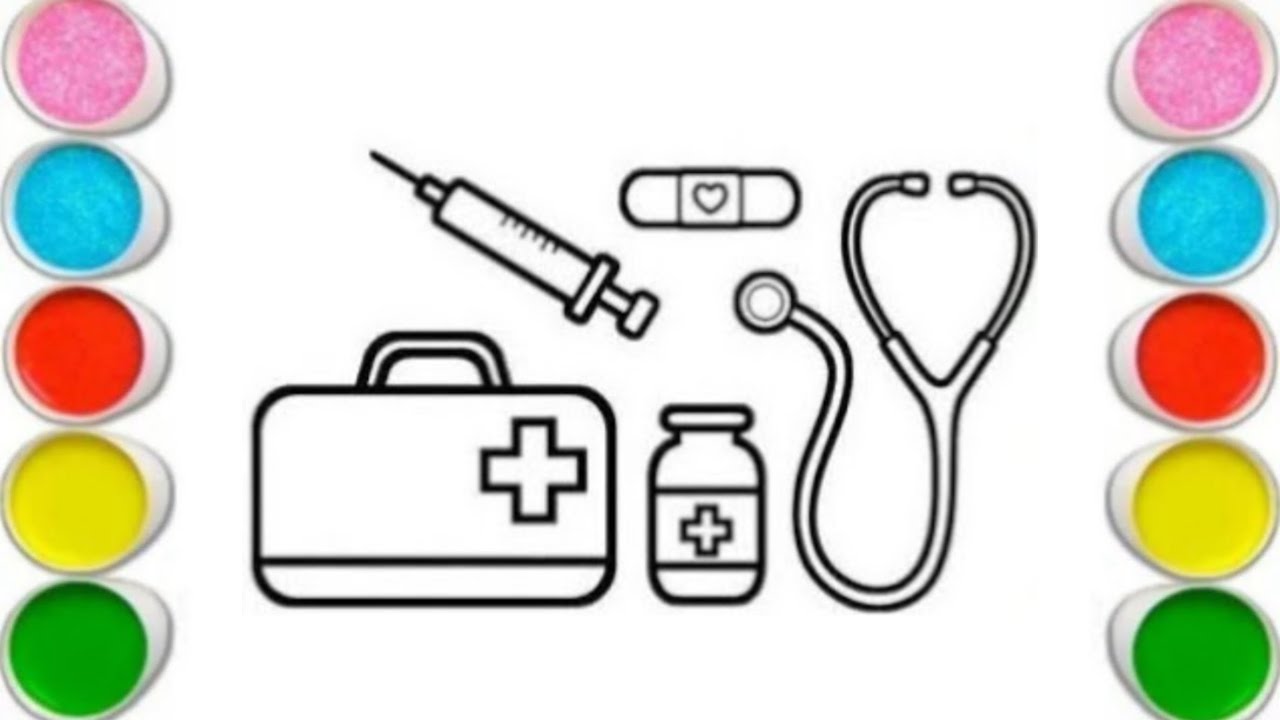 Doctor set Drawing and Coloring for Kids & toddlers || How to draw a doctor set