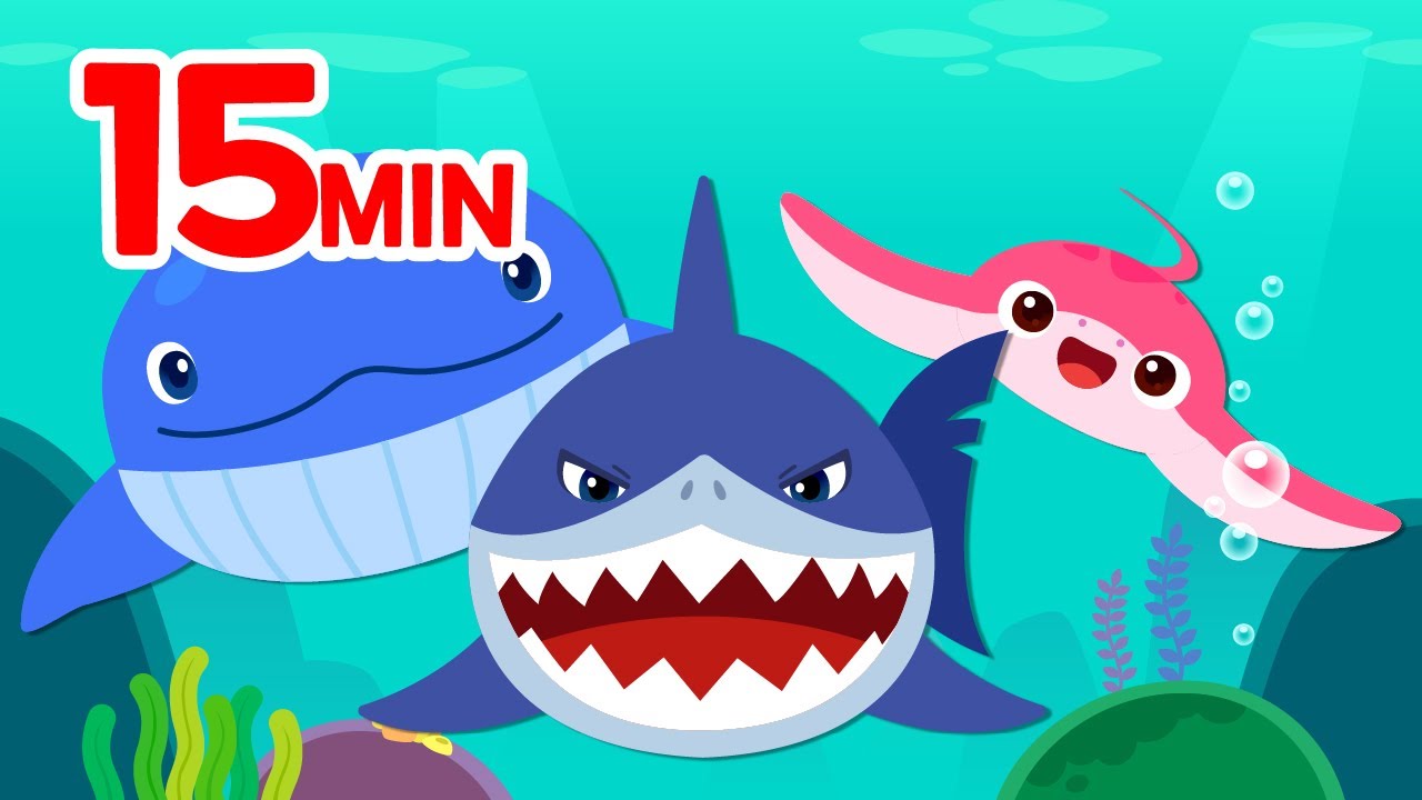 Blue Whale, Penguin Family Song + More🐟🎵| 15 min Rhymes | For Kids | Sea Animal Compilation