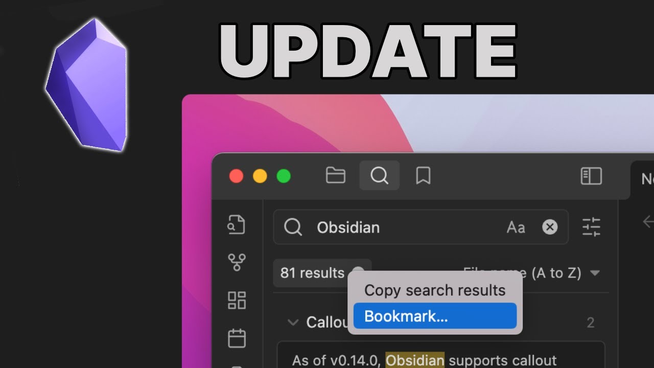 Obsidian Bookmarks insider update