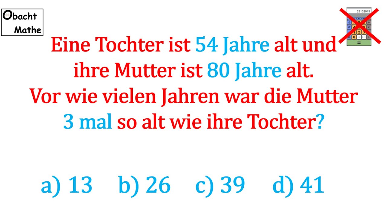 👀 Mathe Basics #77 👀 Altersr&auml;tsel | Hast DU Mathe wirklich verstanden | ObachtMathe