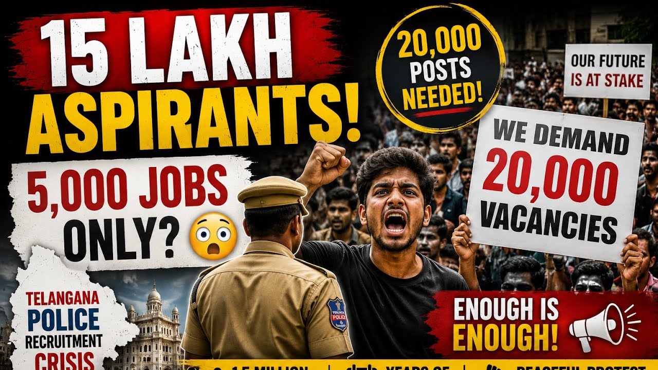 🚨 Telangana Police Jobs: 5,000 Posts Only? 15 Lakh Aspirants Demand 20,000 Vacancies