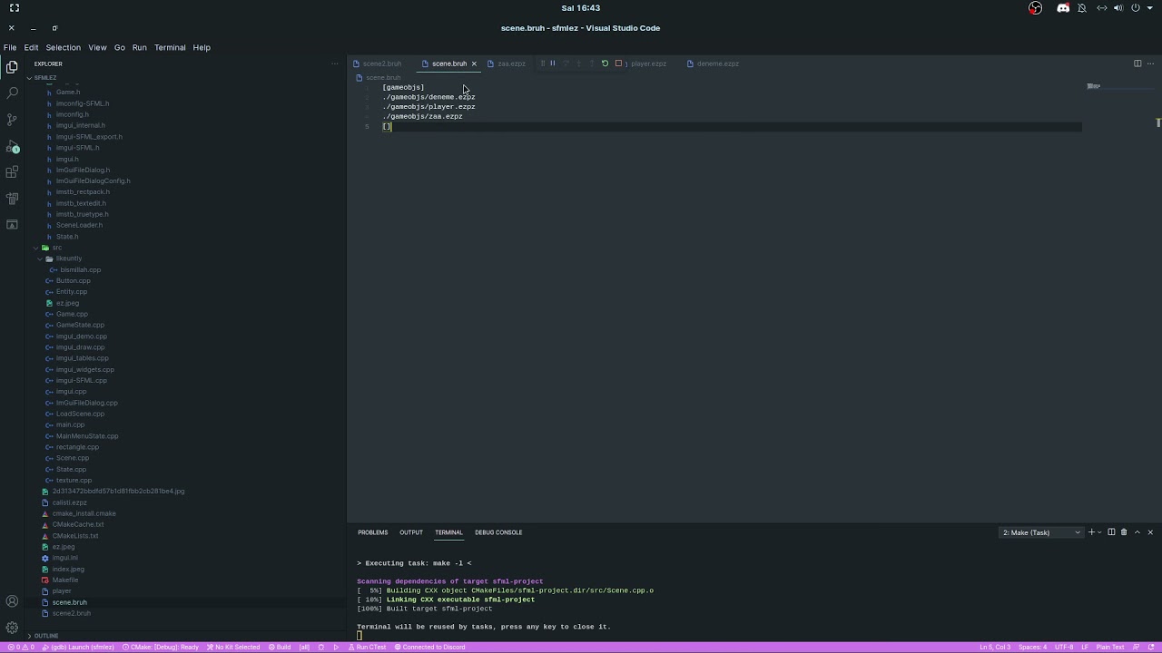 sfml imgui and box2d game engine (so simple)