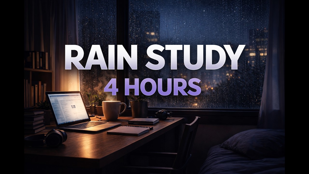 Rainy Night Study Session – 4 Hours Rain Sounds for Focus