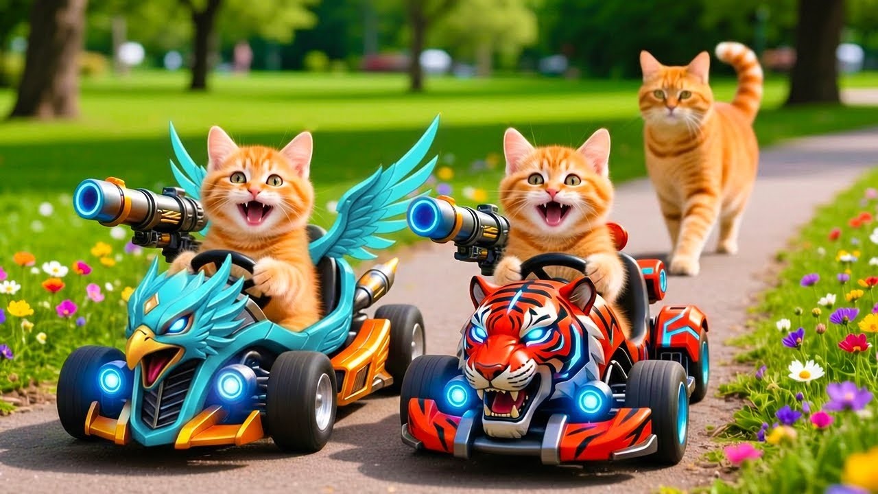 Mama Cat Trims Fur on the Farm and Makes Tiger Hat For Kittens At Home🐾🎩🐯