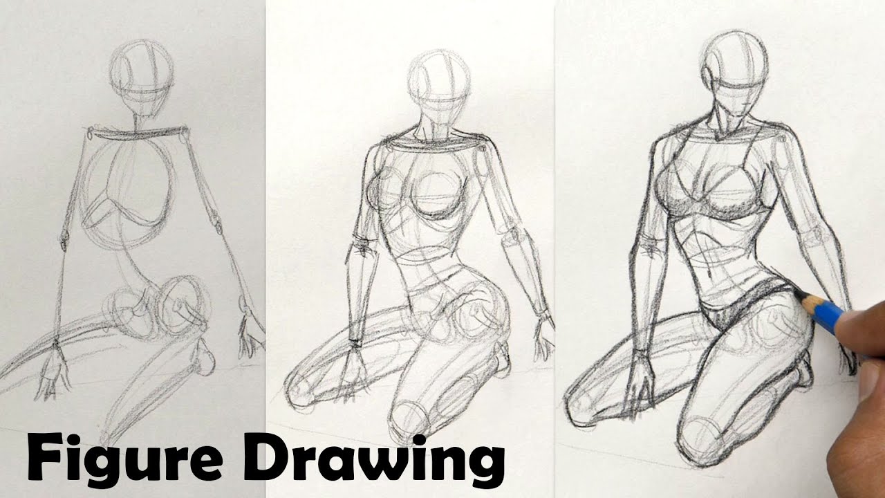 How to draw Female Anatomy Pose | Draw Female Sitting Pose | Figure drawing step by step
